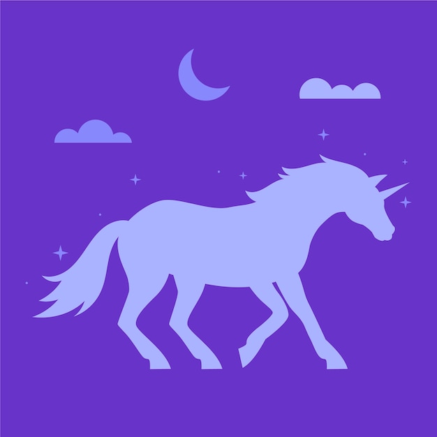 Free Vector flat design unicorn silhouette illustration