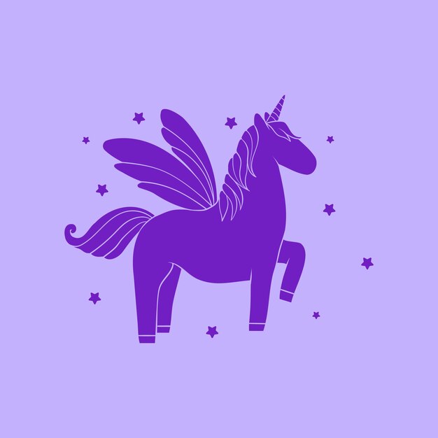 Flat design unicorn silhouette illustration