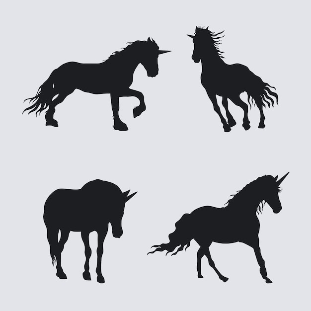 Free vector flat design unicorn silhouette illustration