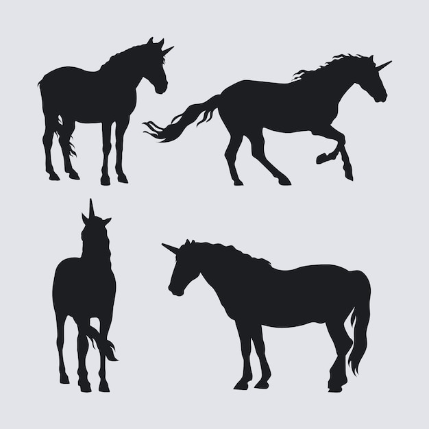 Free Vector flat design unicorn silhouette illustration