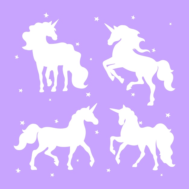 Free Vector flat design unicorn silhouette illustration