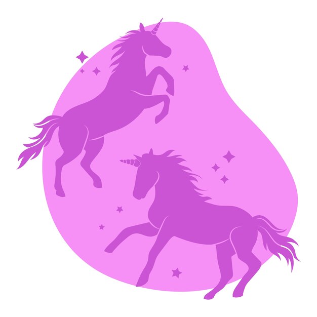 Flat design unicorn silhouette illustration