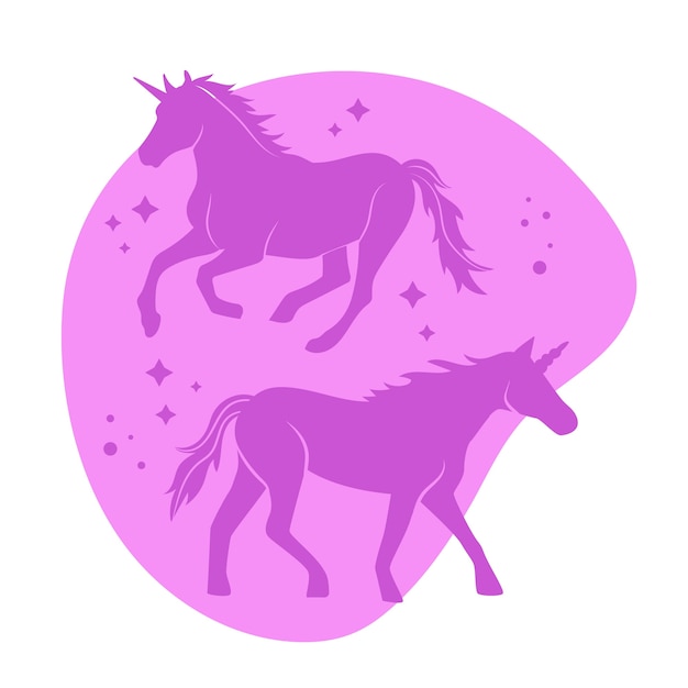 Flat design unicorn silhouette illustration