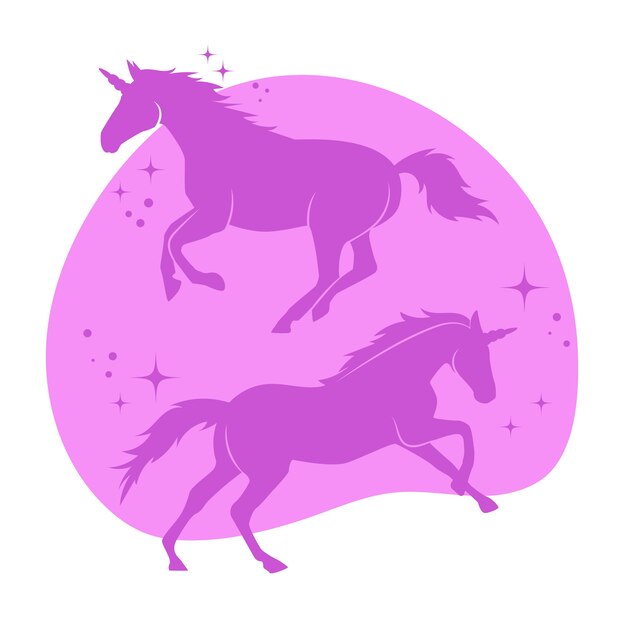 Flat design unicorn silhouette illustration