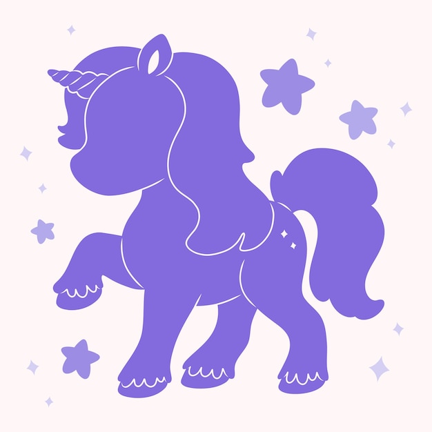 Free vector flat design unicorn silhouette illustration