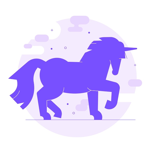 Flat design  unicorn silhouette illustration