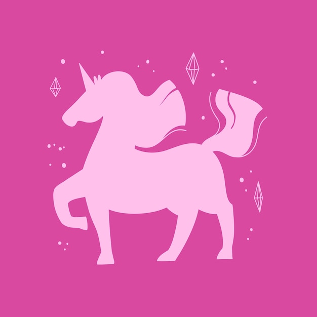 Free Vector flat design unicorn silhouette illustration