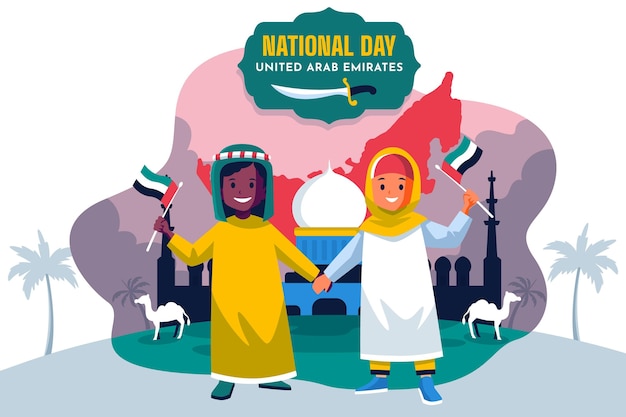 Flat design united arab emirates national day