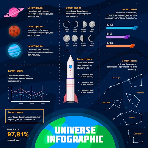 Flat design universe infographic