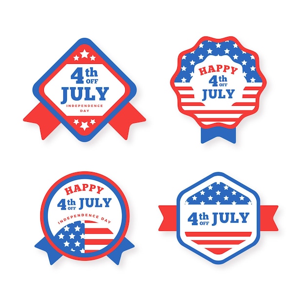 Flat design usa independence day badges collection