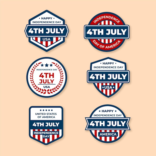 Flat design usa independence day badges