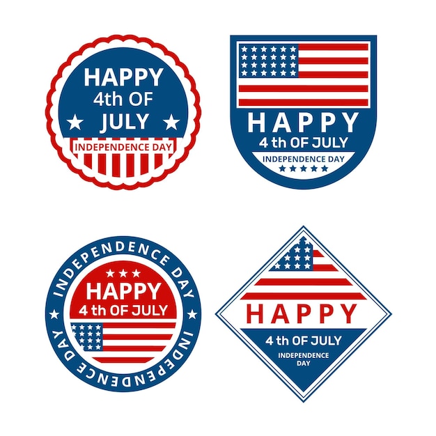 Flat design usa independence day badges