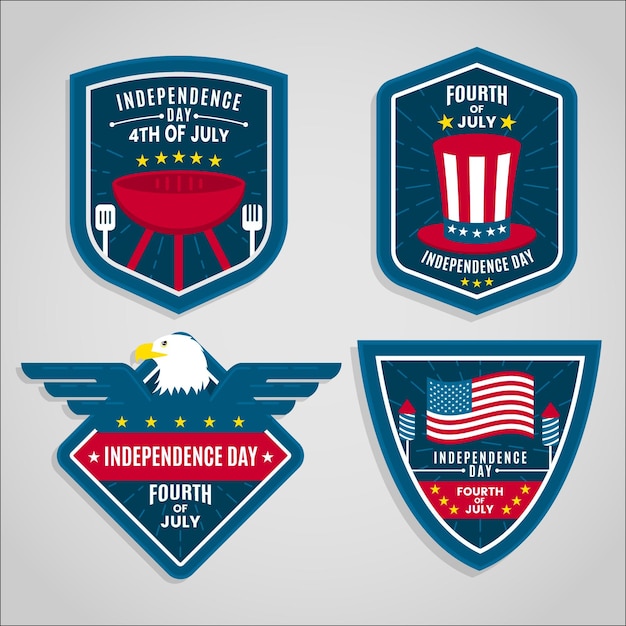 Flat design usa independence day badges