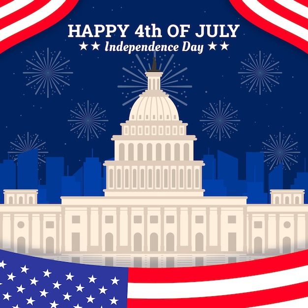 Free Vector flat design usa independence day concept