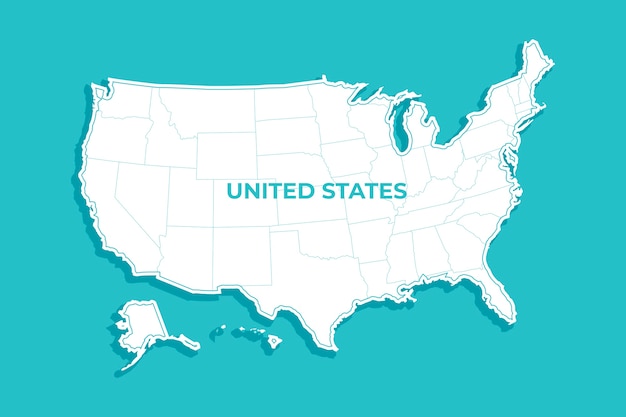 Flat design usa outline map