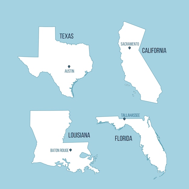 Free vector flat design usa states outline map