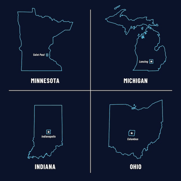 Flat design usa states outline map