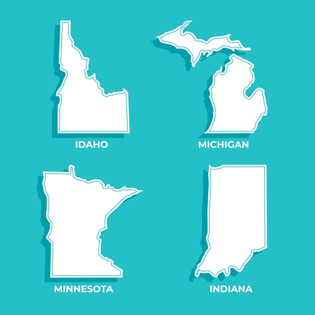 Flat design usa states outline map