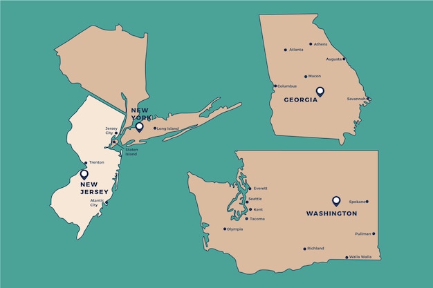 Free vector flat design usa states outline map