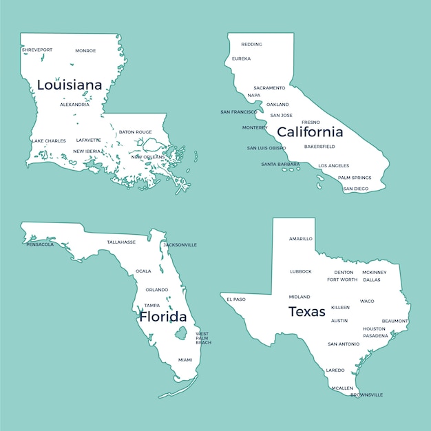 Free vector flat design usa states outline map