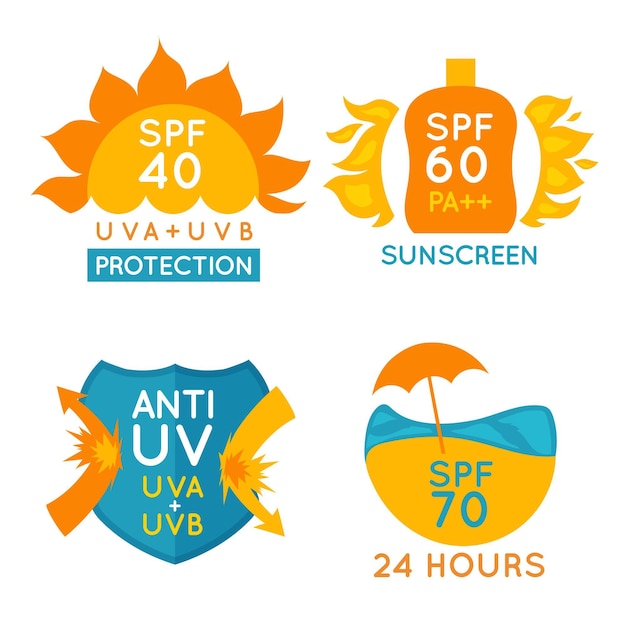 Flat design uv badges collection