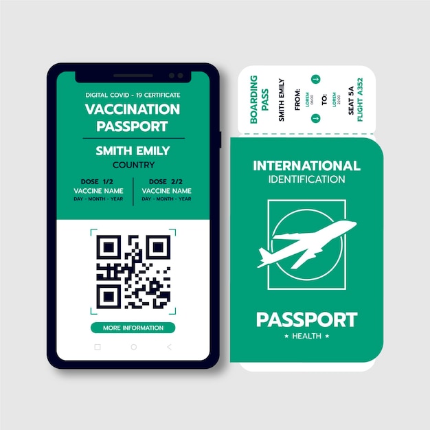 Flat design vaccination passport