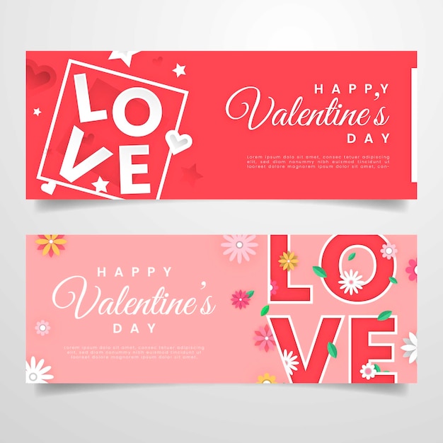 Flat design valentine's day banners collection