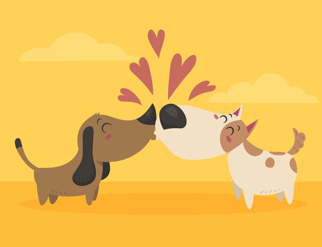 Flat design valentine's day dog couple