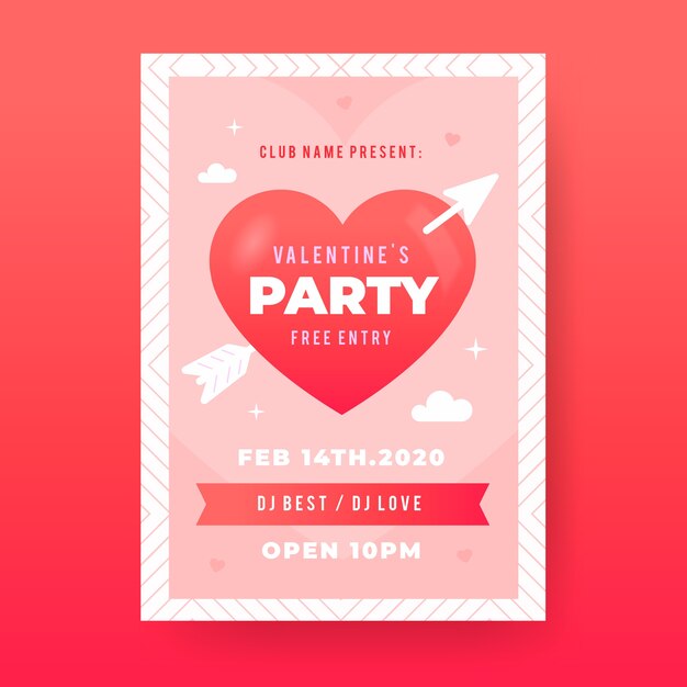 Flat design valentine's day party flyer template