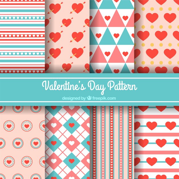 Flat design valentine's day pattern collection 