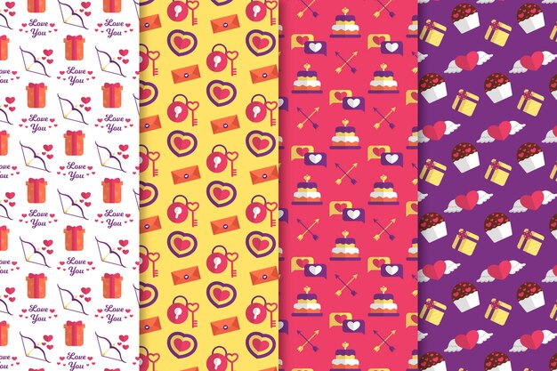 Flat design valentine's day pattern collection