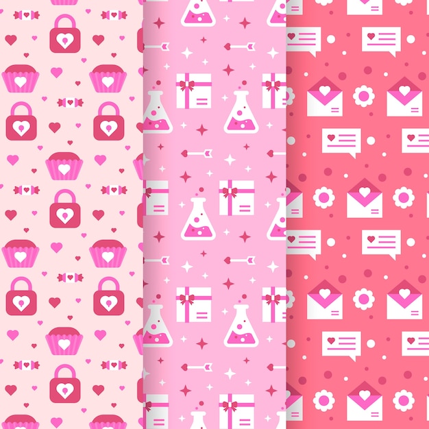 Flat design valentine's day pattern pack