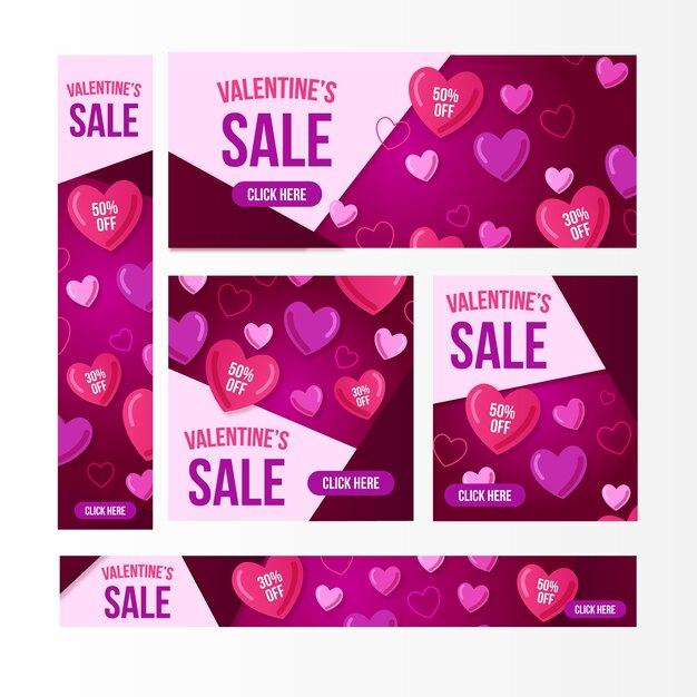 Flat design valentine's day sale banners