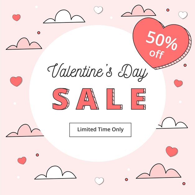 Flat design valentine's day sale offer