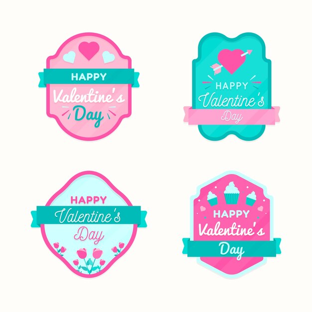 Flat design valentines day badge collection