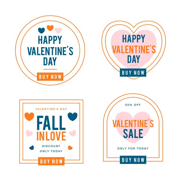 Flat design valentines day badge collection