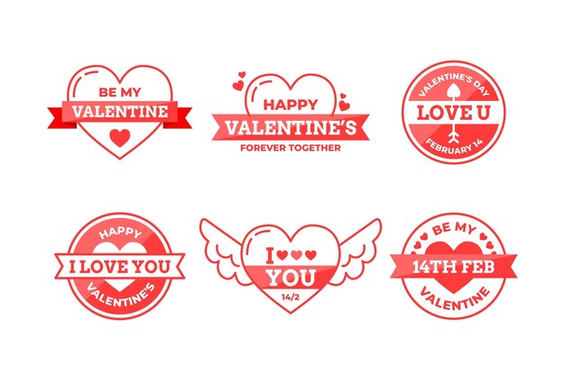 Flat design valentines day badge collection