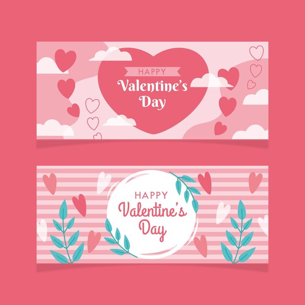 Flat design valentines day banners template