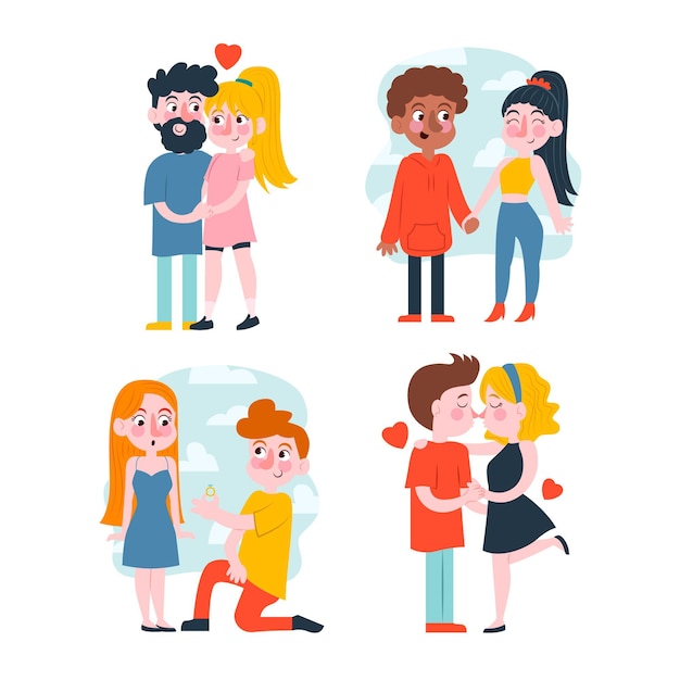 Free Vector flat design valentines day couple collection