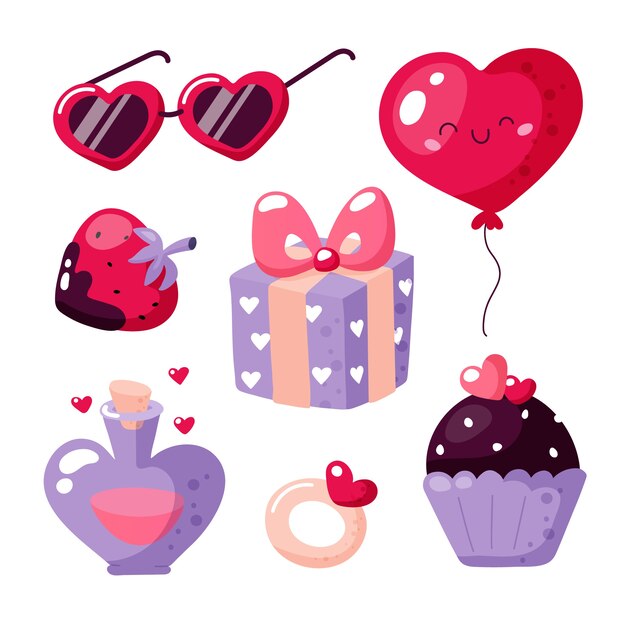 Flat design valentines day element collection