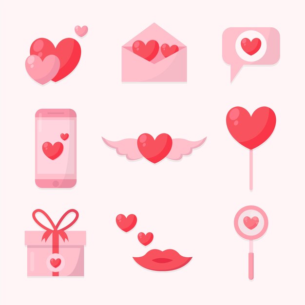 Flat design valentines day element collection