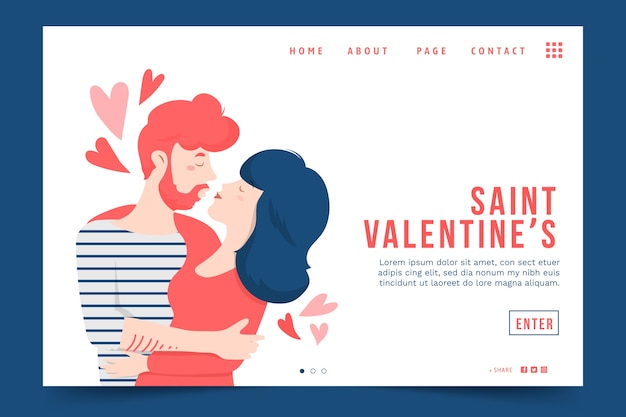 Flat design valentines day landing page