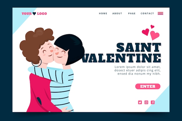 Flat design valentines day landing page