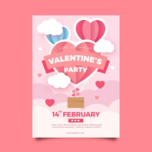 Flat design valentines day party poster template