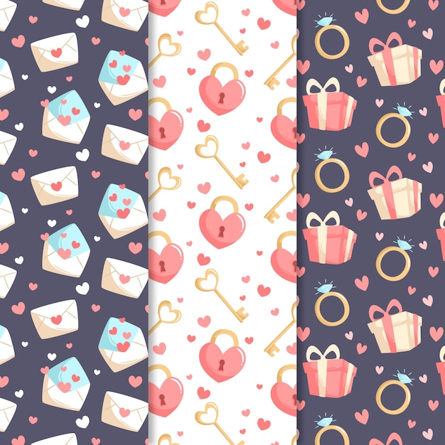 Flat design valentines day pattern collection