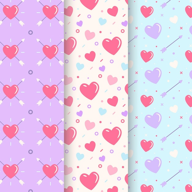 Flat design valentines day pattern collection