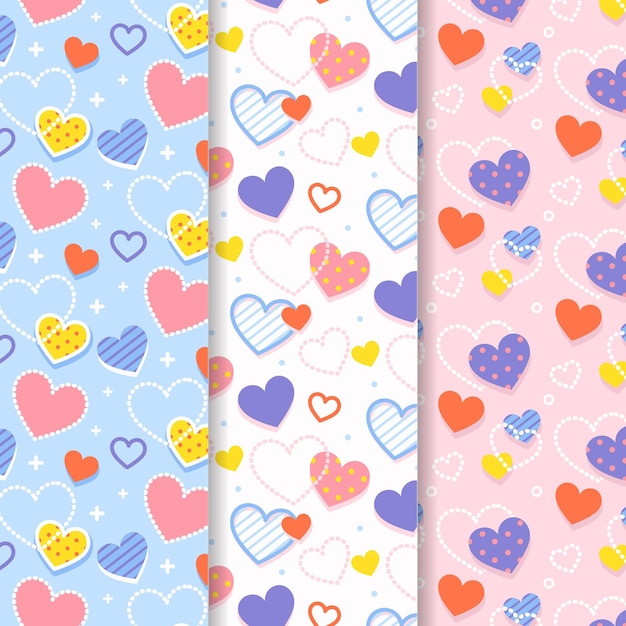 Flat design valentines day pattern collection