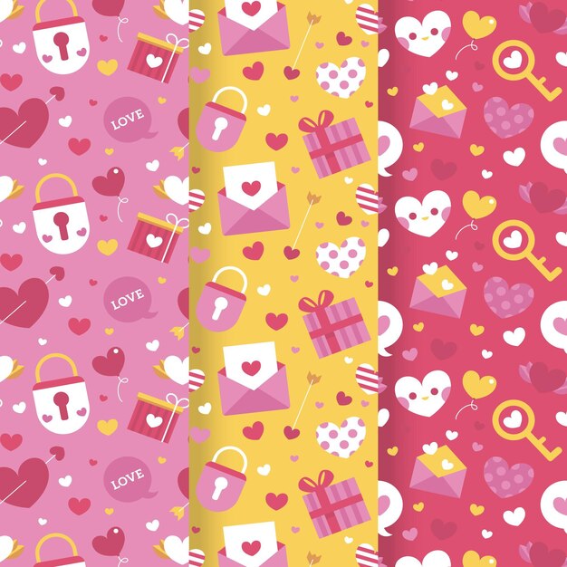 Flat design valentines day pattern collection