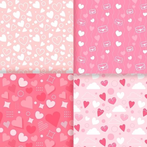 Flat design valentines day pattern collection