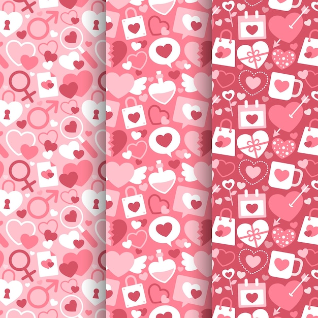 Flat design valentines day pattern collection